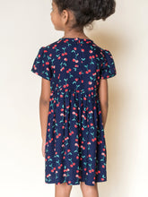 Load image into Gallery viewer, Campana Girls Cherry Print Fit & Flare Dress - Navy & Red