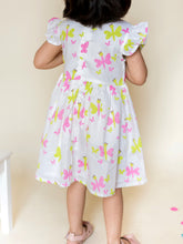 Load image into Gallery viewer, Campana Girls Butterfly Print Crossover Dress - White, Pink Dress, Frock, Butterfly Print Dress, White Dress, Summer Dress