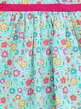 Load image into Gallery viewer, Campana Girls Floral Print Crossover Dress - Sea Green (CK30603), Blue Dress, Pink Print Dress, Print Dress, Summer Dress, Frock
