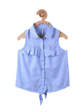 Load image into Gallery viewer, Campana Girls Vickie Shirt Style Top - Chambray Dobby - Blue & Orange