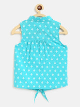 Load image into Gallery viewer, Campana Girls Vickie Shirt Style Top - Khari Floret Print - Blue