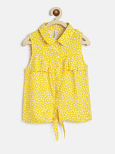Load image into Gallery viewer, Campana Girls Vickie Shirt Style Top - Wild Dots Print - Yellow