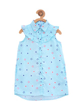 Load image into Gallery viewer, Campana Girls Star Print Tunic Dress - Sky Blue