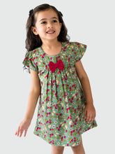 Load image into Gallery viewer, Campana Girls Suzy Dress with Bow - Cherry Bunch Print - Grey & Red