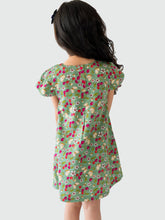 Load image into Gallery viewer, Campana Girls Suzy Dress with Bow - Cherry Bunch Print - Grey & Red