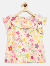 Load image into Gallery viewer, Campana Girls Frida Flutter Sleeve Top - Floral Beauty Print - Cream & Multi