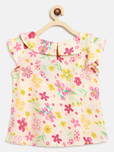 Load image into Gallery viewer, Campana Girls Frida Flutter Sleeve Top - Floral Beauty Print - Cream & Multi