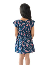 Load image into Gallery viewer, Campana Girls Astrid Raglan Sleeve Dress - Flower Cluster Print - Navy & Pink, Navy Dress, Frock, Printed Dress, Summer Dress, Floral Dress
