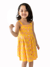 Load image into Gallery viewer, Campana Girls Lisa Bohemian Dress - Pastel Ikkat Print - Yellow & Pink