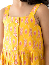 Load image into Gallery viewer, Campana Girls Lisa Bohemian Dress - Pastel Ikkat Print - Yellow & Pink