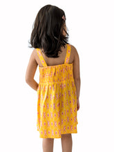 Load image into Gallery viewer, Campana Girls Lisa Bohemian Dress - Pastel Ikkat Print - Yellow & Pink