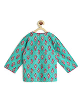 Load image into Gallery viewer, Campana Girls Koel Lehenga Set - Floral Block Print - Turquoise and Magenta