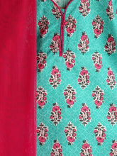Load image into Gallery viewer, Campana Girls Koel Lehenga Set - Floral Block Print - Turquoise and Magenta