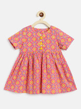 Load image into Gallery viewer, Campana Girls Zoe Dress - Small Jaal Print - Pink & Yellow