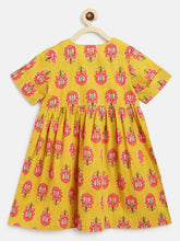 Load image into Gallery viewer, Campana Girls Zoe Dress - Big Lotus Print - Yellow & Pink