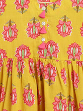 Load image into Gallery viewer, Campana Girls Zoe Dress - Big Lotus Print - Yellow & Pink