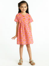 Load image into Gallery viewer, Campana Girls Zoe Dress - Mughal Jaali Print - Pink & Orange