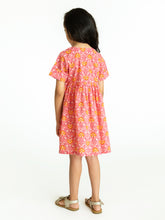 Load image into Gallery viewer, Campana Girls Zoe Dress - Mughal Jaali Print - Pink & Orange