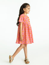 Load image into Gallery viewer, Campana Girls Zoe Dress - Mughal Jaali Print - Pink & Orange