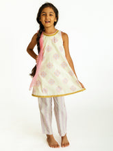 Load image into Gallery viewer, Campana Girls Chitra Kurta-Pants Set - Khari Print - White & Pink
