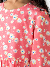 Load image into Gallery viewer, Campana Girls Calypso Tiered Dress - Daisy Print - Peach & White, Pink Dress, White Print Dress, Frock, Summer Dress
