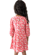 Load image into Gallery viewer, Campana Girls Calypso Tiered Dress - Daisy Print - Peach & White, Pink Dress, White Print Dress, Frock, Summer Dress