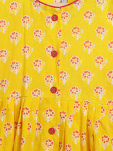 Load image into Gallery viewer, Campana Girls Asmi Dhoti Set - Small Flower Motif - Yellow & Magenta