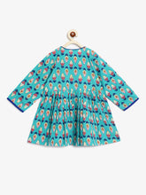 Load image into Gallery viewer, Campana Girls Asmi Dhoti Set - Flower Bud Print - Teal & Ink Blue