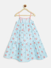 Load image into Gallery viewer, Campana Girls Myra Midi Dress - Pastel Stripes - Blue & Peach