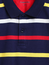 Load image into Gallery viewer, Campana Boys Pablo Short Sleeves Polo T-Shirt - Broad Breton Stripes - Navy & Multicolour