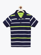 Load image into Gallery viewer, Campana Boys Pack of Two Striped Cotton Polo T-Shirts - Navy & Grey Melange