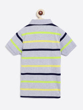 Load image into Gallery viewer, Campana Boys Pack of Two Striped Cotton Polo T-Shirts - Navy & Grey Melange