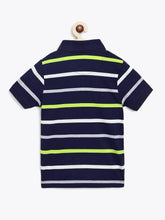 Load image into Gallery viewer, Campana Boys Pack of Two Striped Cotton Polo T-Shirts - Navy & Grey Melange