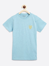 Load image into Gallery viewer, Campana Boys Jordan Pack of 2 Round Neck T-Shirts - Turquoise Stripe + Ice Blue Mel