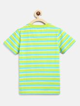 Load image into Gallery viewer, Campana Boys Jordan Pack of 2 Round Neck T-Shirts - Turquoise Stripe + Ice Blue Mel