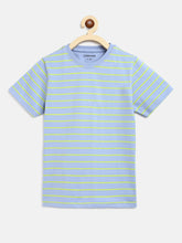 Load image into Gallery viewer, Campana Boys Jordan Pack of 2 Round Neck T-Shirts - Powder Blue Stripe + Lemon Yellow Mel