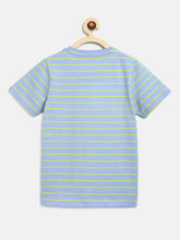Load image into Gallery viewer, Campana Boys Jordan Pack of 2 Round Neck T-Shirts - Powder Blue Stripe + Lemon Yellow Mel