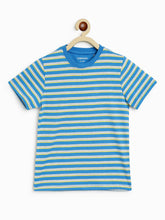 Load image into Gallery viewer, Campana Boys Pack of Two Kobe Striped Cotton T-Shirts - French Blue & Tuscan Yellow