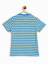 Load image into Gallery viewer, Campana Boys Pack of Two Kobe Striped Cotton T-Shirts - French Blue & Tuscan Yellow