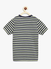 Load image into Gallery viewer, Campana Boys Pack of Two Kobe Striped Cotton T-Shirts - Yellow & Navy Blue