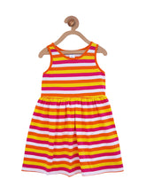 Load image into Gallery viewer, Campana Girls Striped Fit & Flare Knit Dress - Orange & Multicolour