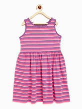 Load image into Gallery viewer, Campana Girls Grace Fit & Flare Dress - Variegated Stripes - Purple & Pink