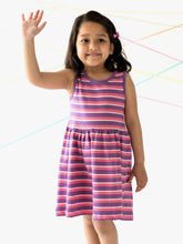 Load image into Gallery viewer, Campana Girls Grace Fit & Flare Dress - Variegated Stripes - Purple & Pink