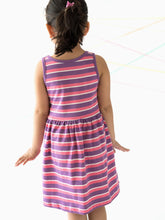 Load image into Gallery viewer, Campana Girls Grace Fit & Flare Dress - Variegated Stripes - Purple & Pink