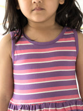 Load image into Gallery viewer, Campana Girls Grace Fit & Flare Dress - Variegated Stripes - Purple & Pink