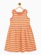 Load image into Gallery viewer, Campana Girls Grace Fit & Flare Dress - Variegated Stripes - Peach & Lime Green