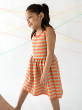 Load image into Gallery viewer, Campana Girls Grace Fit & Flare Dress - Variegated Stripes - Peach & Lime Green