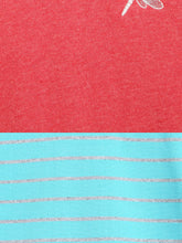 Load image into Gallery viewer, Campana Girls Steffi Pack of 2 Round Neck T-Shirts - Turquoise Stripe + Coral Red Mel