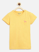 Load image into Gallery viewer, Campana Girls Steffi Pack of 2 Round Neck T-Shirts - Purple Multi Stripe + Yellow Mel