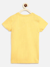 Load image into Gallery viewer, Campana Girls Steffi Pack of 2 Round Neck T-Shirts - Purple Multi Stripe + Yellow Mel